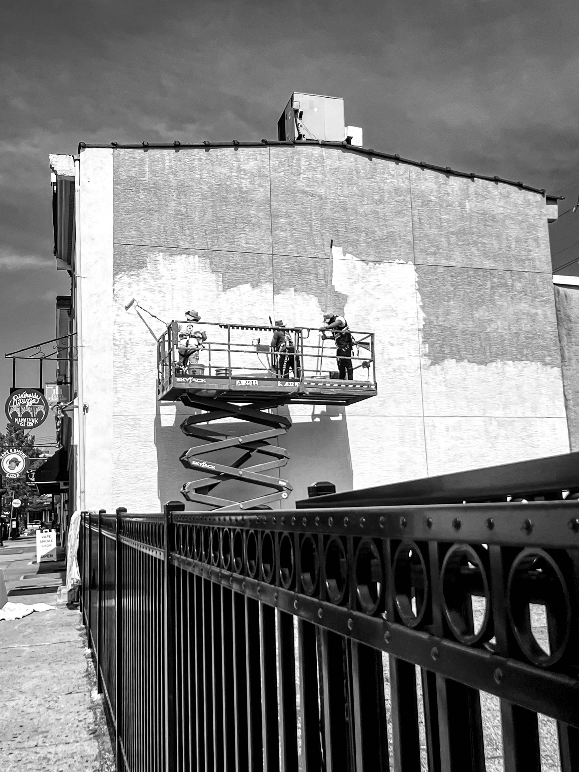 Three Painters on a Lift
