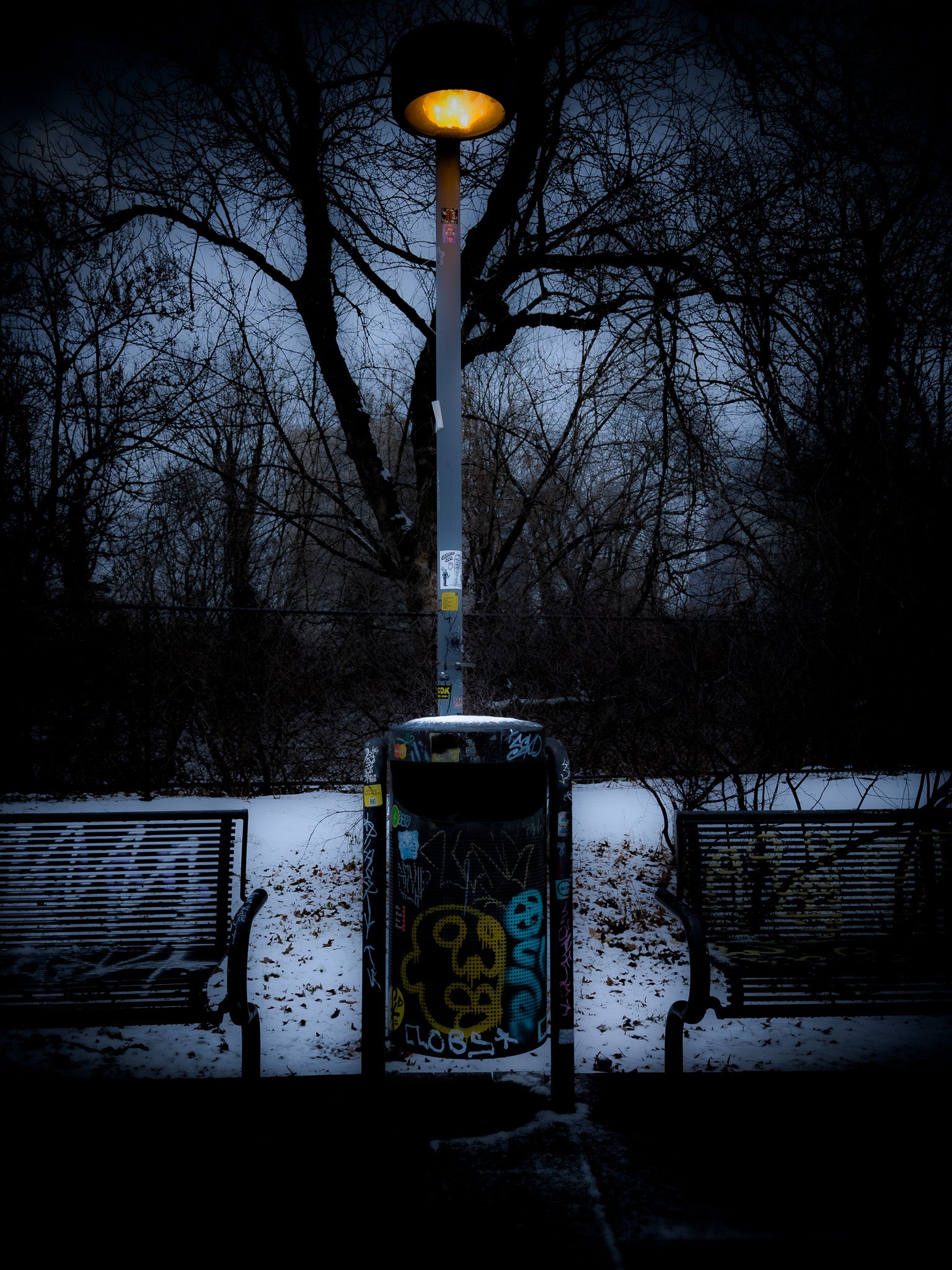 Lit Trashcan