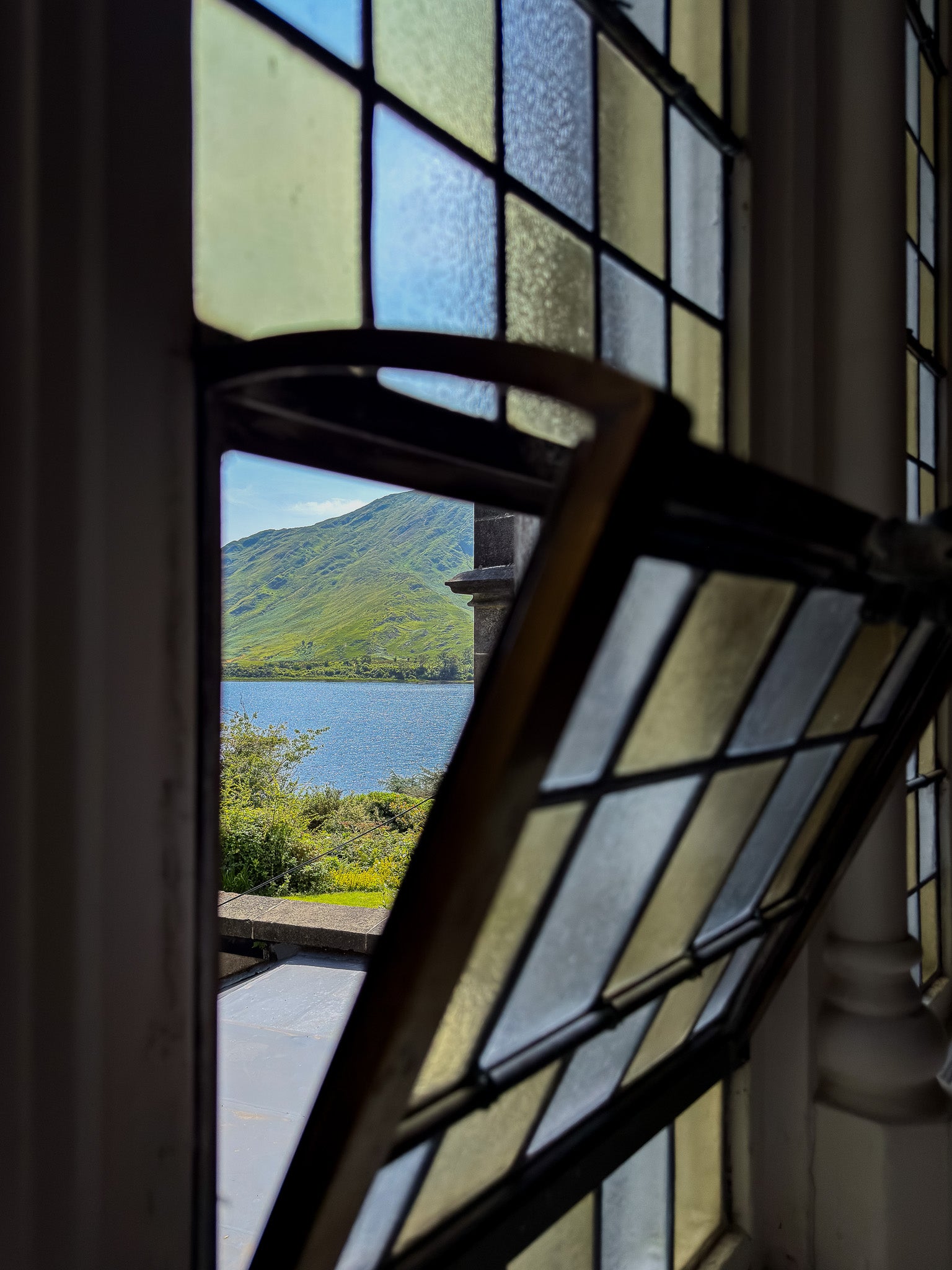 Blue and Green Window Scene